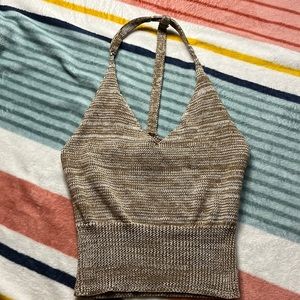Knitted halter-top crop top